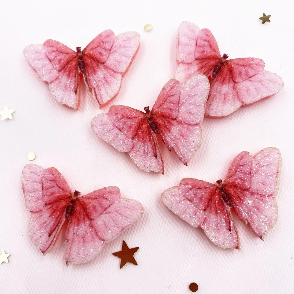 New Felt Fabric Glitter Bepowder Colorful Butterfly Applique Wedding DIY Sewing Patch Hair Clip Accessories DIY Craft XE29