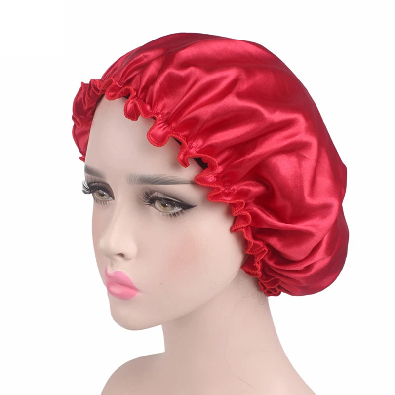 1PCS Extra Large Sleep Cap Waterproof Shower Cap Women Hair Treatment Protect Hair From Frizzing With Elastic Band