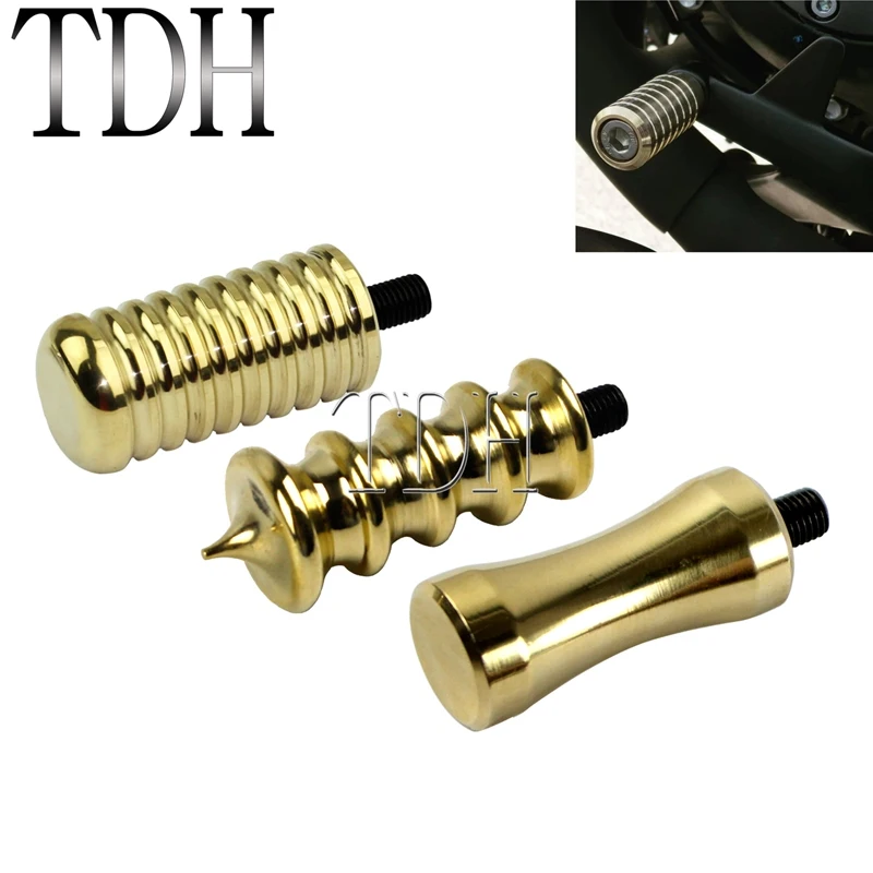 Brass Ribbed Spike Shifter Peg for Harley Sportster XL883 XL1200 XL48 XL72 Toe Shift Pegs for Street Chopper Cafe Racer