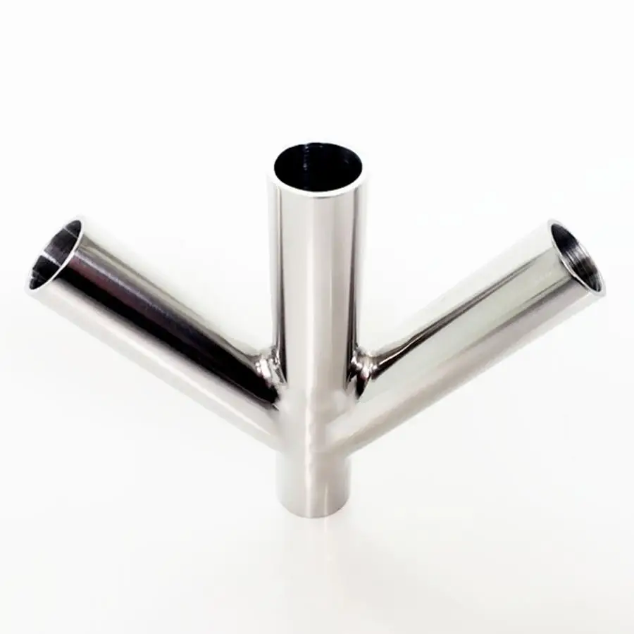 

45mm 1.75" Pipe OD Butt Welding Oblique Y-Shaped 4 Way SUS 304 Stainless Sanitary Fitting Spliter Homebrew Beer Wine