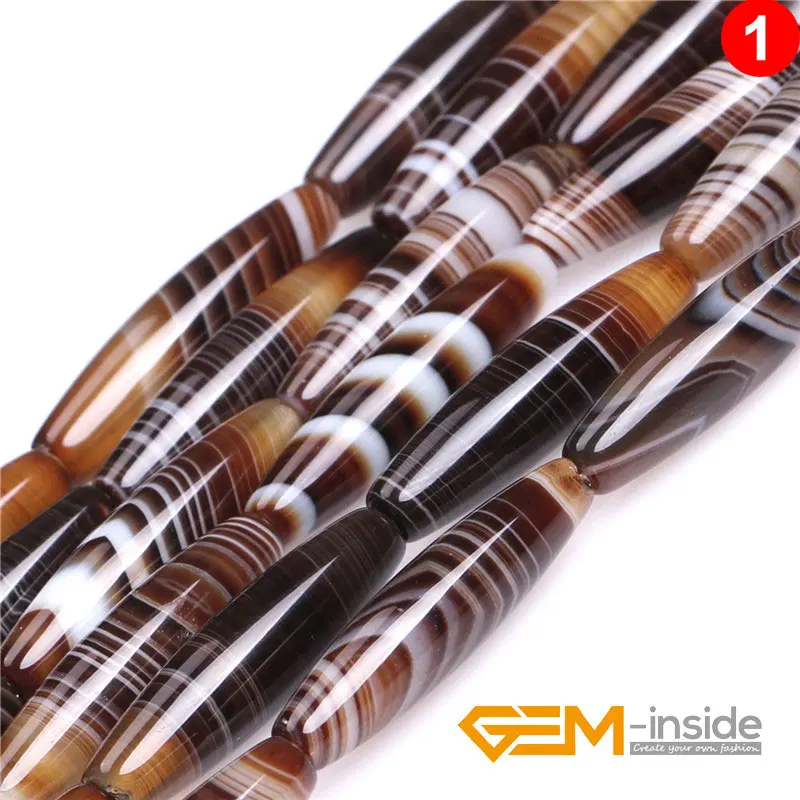 Naturalny Onyks Botswany sardonyx Agaty Kamienne Koraliki DIY Rice Tube Loose Spacer Beads For Jewelry Making Strand 15 Inch Wholesale !