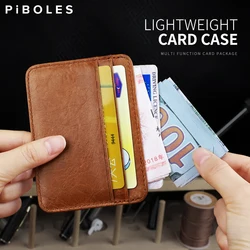 Fashion Thin Block Genuine Leather Card Wallet Credit ID Card Holder Purse Portable Small Money Bag Mini Coin Purse For Male