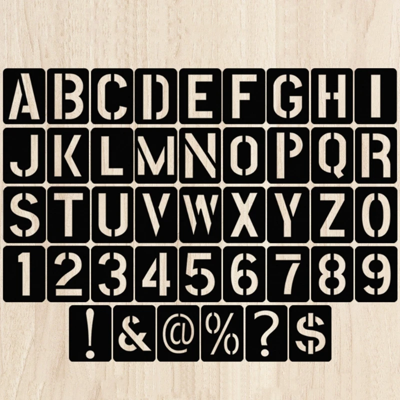 42 Pieces Letter Number Stencil Set Plastic Hollow Alphabet Painting Templates Mold Kit for Painting on Wall Home Decor