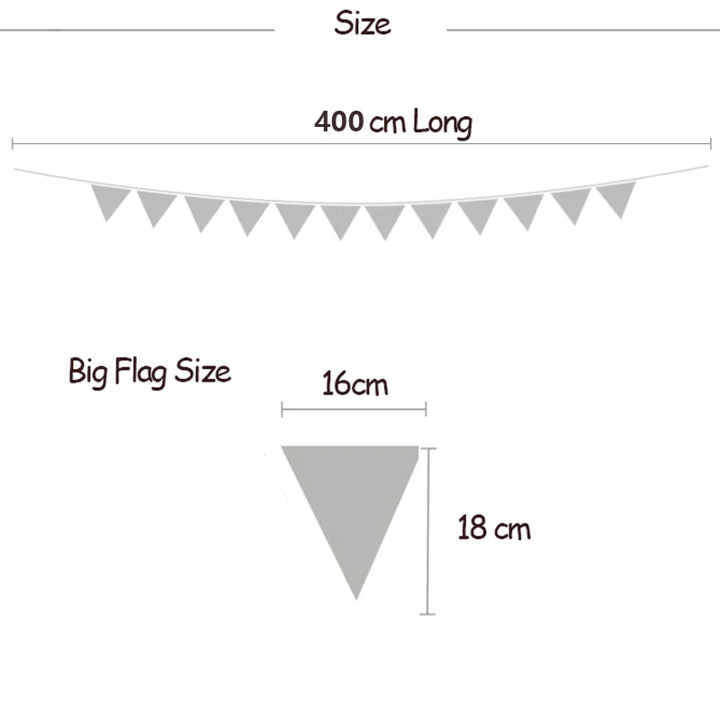 4M Non-woven Full Black and White Grey Pennants Bunting Banner Valentine\'s day/party Flags Garland Decoration Supplies