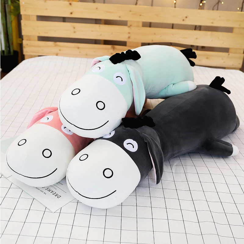 New 70-90cm Cute Cartoon Donkey soft Stuffed Animals Toy Boy Girl Donkeys Pillow Cushion Kids Comforting Companion Birthday Gift