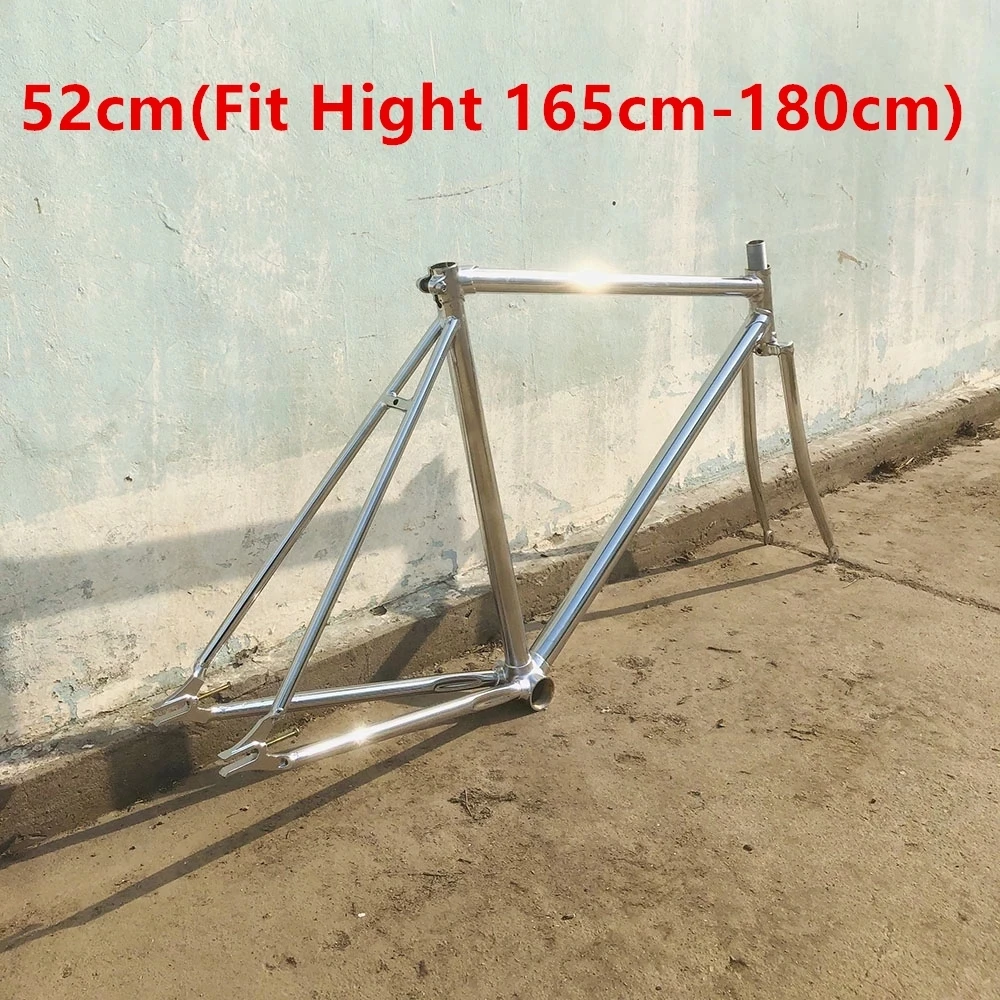 700C Vintage Bike Frame Retro Silver 52cm Single Speed Bicycle Fixie Commuter Lady High Strength Carbon Steel Cycling Parts