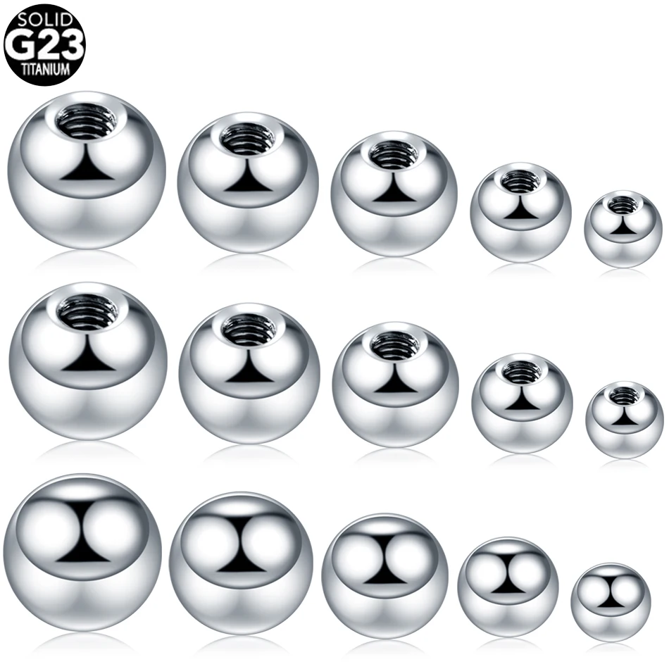 Accesorios de titanio G23 para Piercings de pezones, bolas de tornillo, accesorios de repuesto, 10 unidades/50 unidades