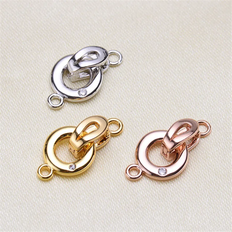 Clasps For Jewelry Making Fastening Accessories 925 Silver Plating Cubic Zirconia Clasps For DIY Pearls Necklace Bracelet Clasp