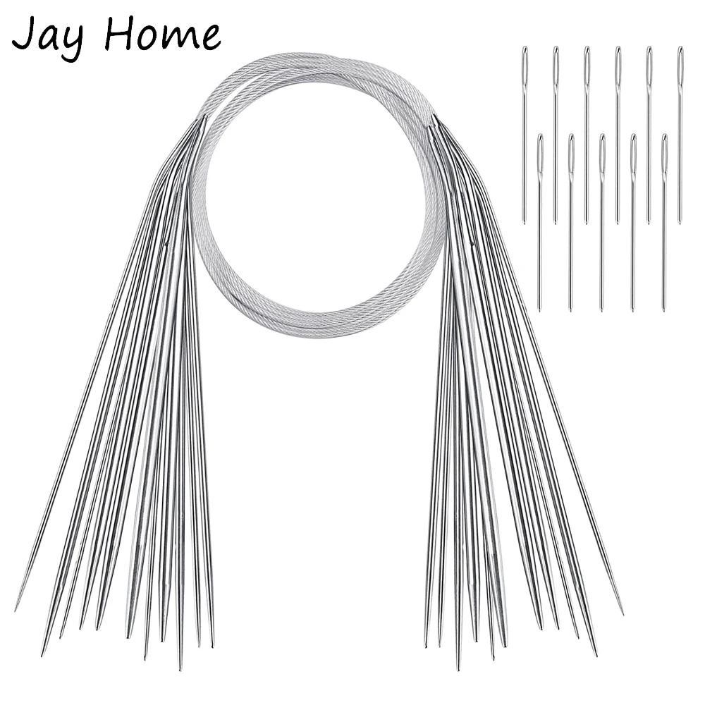 7PCS 32 Inch Stainless Steel Circular Knitting Needles Sets Round Metal Knitting Needles with Loop Weaving Needles for Sweaters