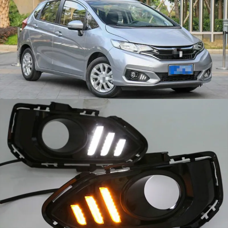 

1Set For Honda jazz fit 2018 LED DRL Daytime Running Lights Daylight Driving light with fog lamp