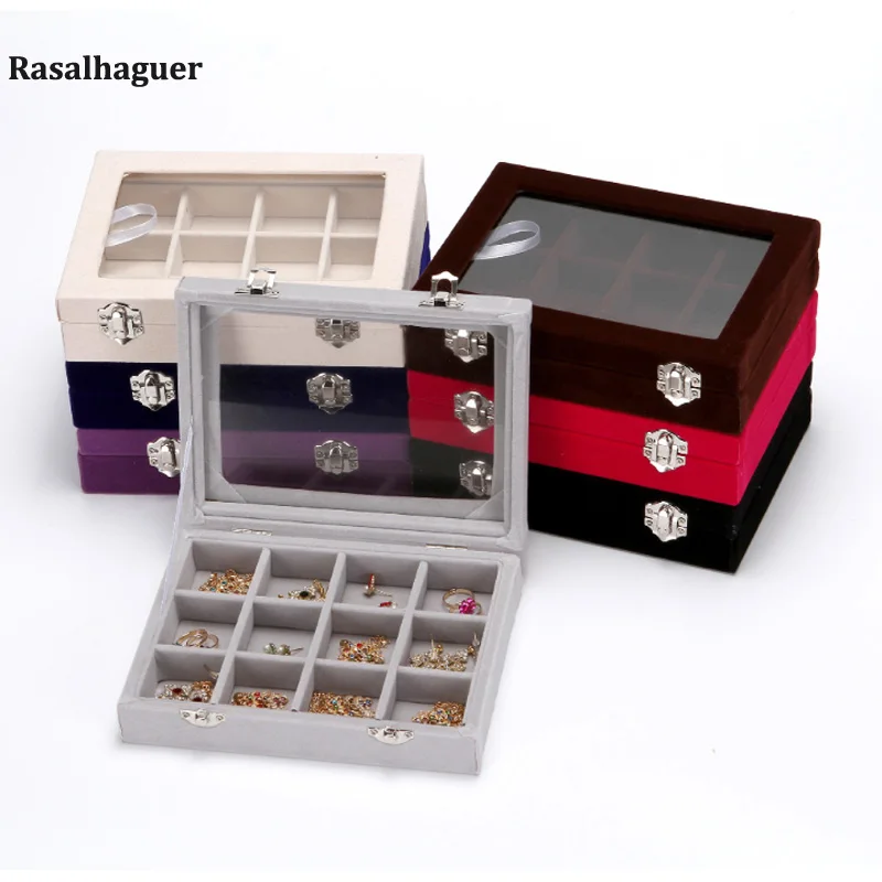 Jewellery Box Stackable Tray Holder Storage Showcase 12 Slots Of Size 20*15*4.8cm Velvet Jewelry Ring Earring Necklace Pendant