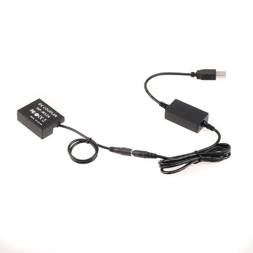 Placa de batería ficticia de NP-W126, Cable USB de 5V y 2A, par de CC, para Fuji XT2, XT3, XT20, XH1, XT20, X100F, XA3, XA5