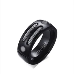 Fashion Jewelry 8MM Wia Polished Titanium Ring Black Korean Men's Personality Ring Ring