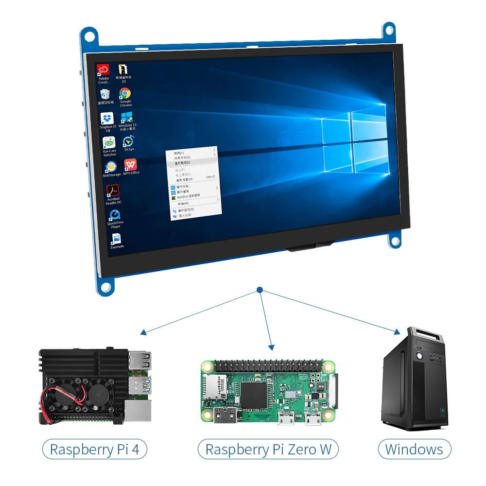 Ips 7Inch Scherm AIDA64 Lcd Display Mini Pc Touch Hdmi Module 1024X600 Voor Raspberry Pi 3 Pi4 pc Monitor Moniteur Oranje Pi