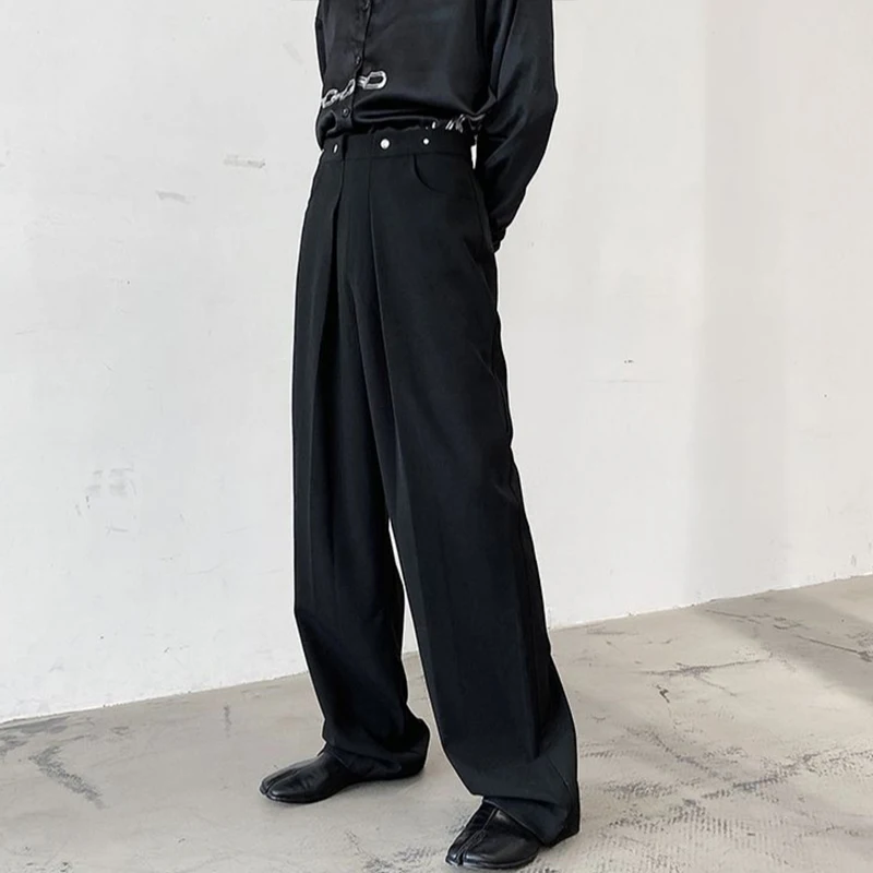 Floor sweeping and wide leg showing thin individual trousers drooping design pants Korean trousers male hairdresser loose thin r