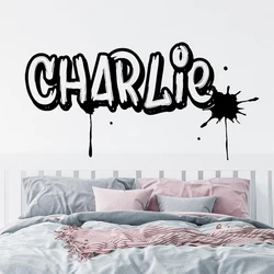 Custom Name Graffiti Street Art Wall Sticker Baby Nursery Kids Room Banksy Personalized Name Graffiti Wall Decal Game Playroom