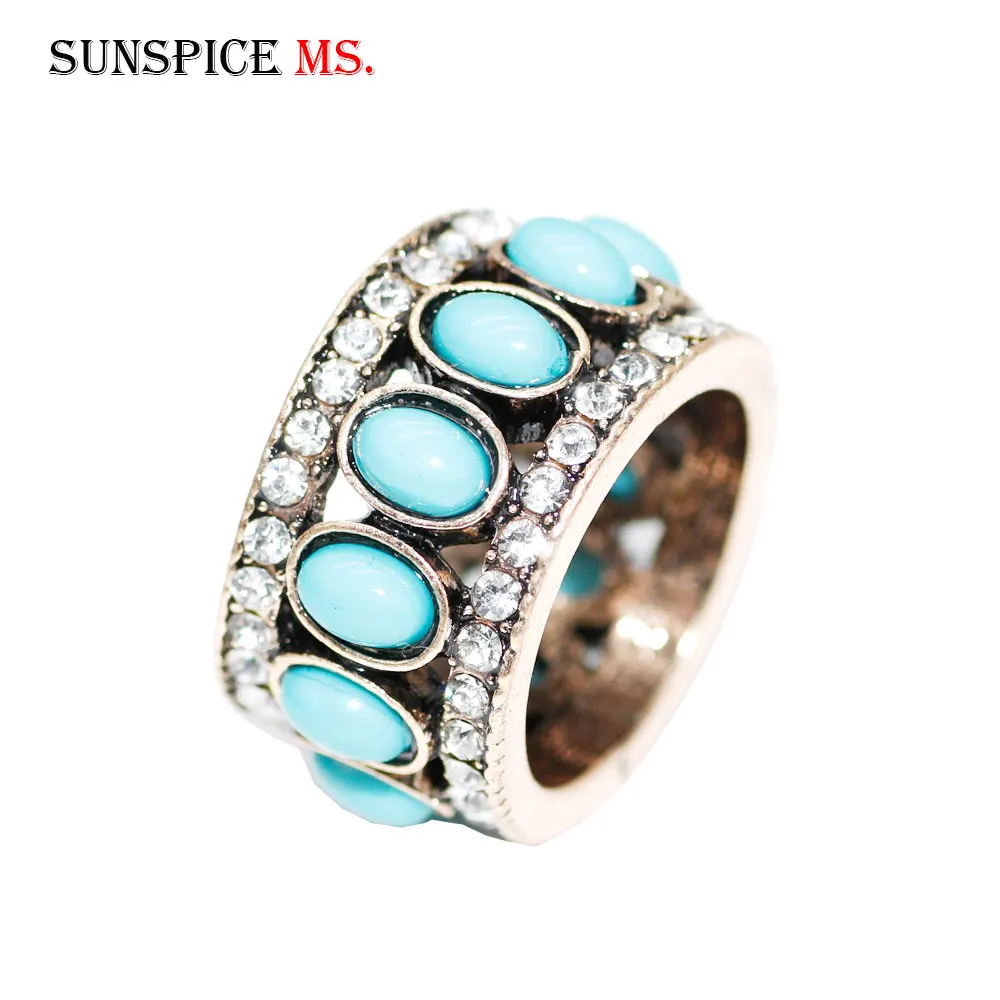 Sunspicems Retro Gold Color Vintage Turkish Finger Ring Oval Resin Caesar Crown Ring For Women Indian Bride Wedding Jewelry Gift