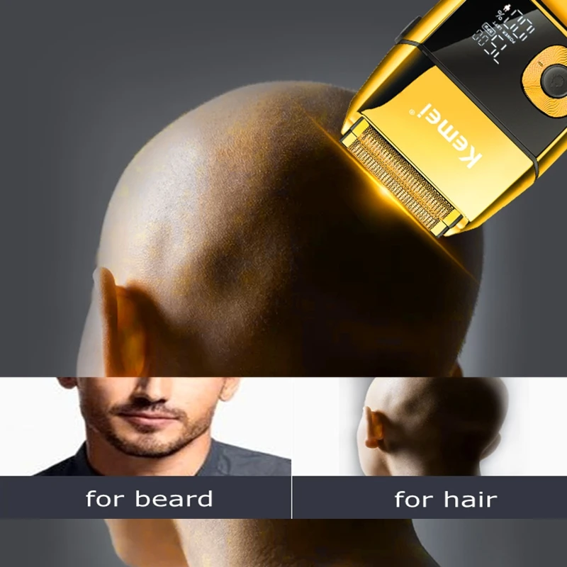 Original Metal Housing Barber Pro Beard Hair Electric Shaver For Men Rechargeable Electric Razor Bald Head Shaving Machine Set