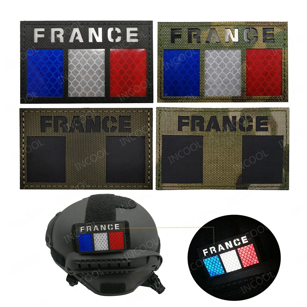 France Flag Embroidered Patches French IR Infrared Reflective Patch Embroidery Patch For Clothing Backpack Bag Cap