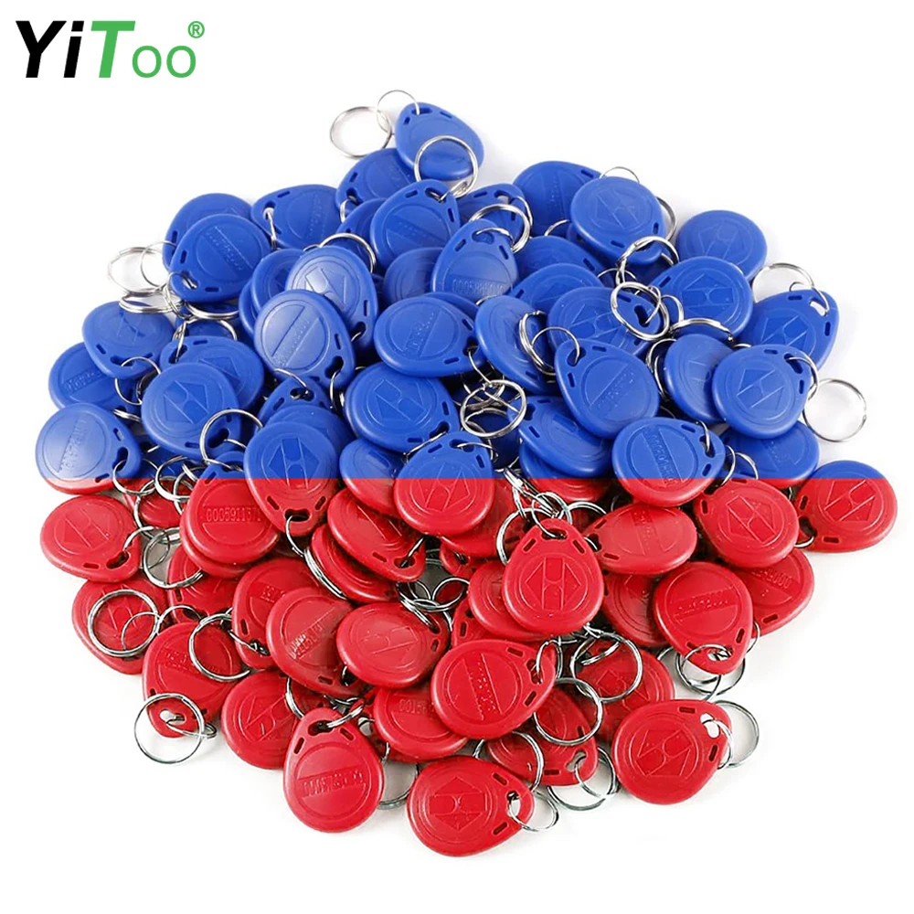 YiToo 100pcs 125KHz EM4100 Cards RFID Key Fobs Access Control Keychains Proximity ID Card Token Tags, 5 Colors Wholesale