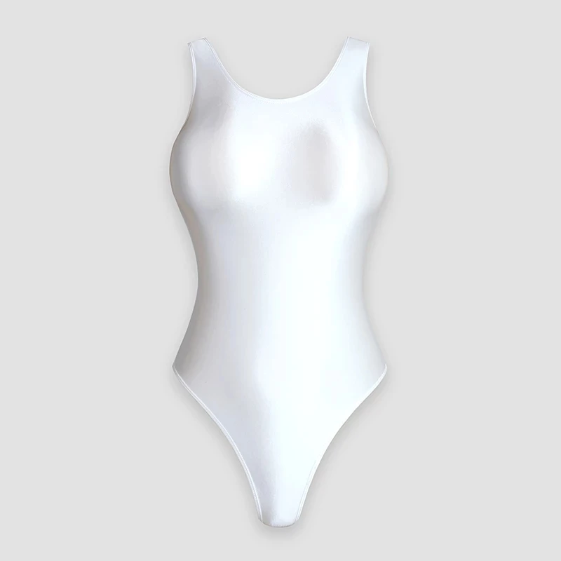 One piece T-shaped swimsuit women's sexy tight Oily swimsuit Silky glossy high fork dead tank water swimwear women