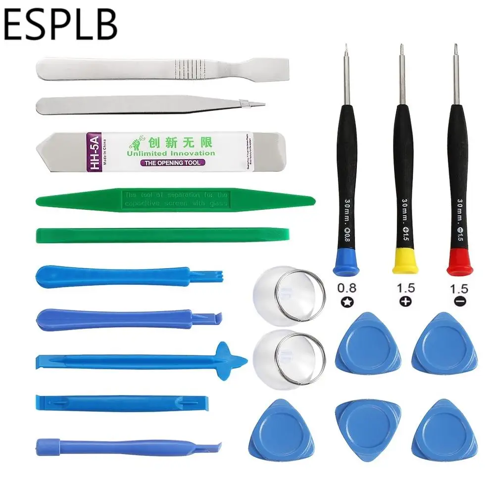 ESPLB 20 in 1 Mobile Phone Repair Tool Kits Disassembly Screwdriver Spudger Tweezers Suckers Screen Opening Tool Set for iPhone