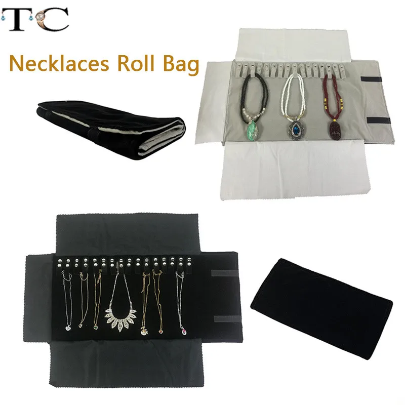 Necklace Storage Bag Jewelry Nylon Roll Organizer Bag Velvet Bracelet Carrying Display Holder Jewelry Business Pouch