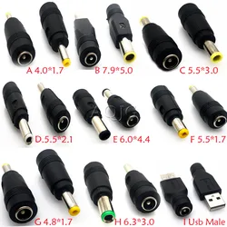 1Pcs Common DC Power male to female 6.5*4.4 / 4.0X1.7 / 3.0*1.1 / 5.5*2.5/usb to 5.5*2.1 plug Converter Laptop Adapter connector