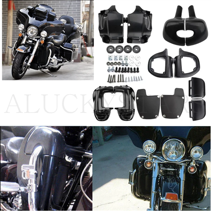 

Motorcycle Bumper Lower Vented Leg Fairing Storage Box Toolbox For Harley Touring Road King Street Electra Glide FLHT FLHR 83-13