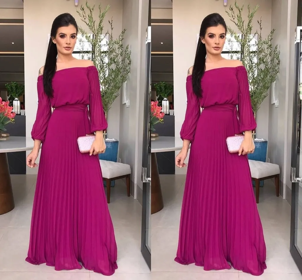 Long Sleeve Off Shoulder Simple Evening Dress Formal A Line Elegant Women Vestidos de Festa Prom Party Gala Gowns