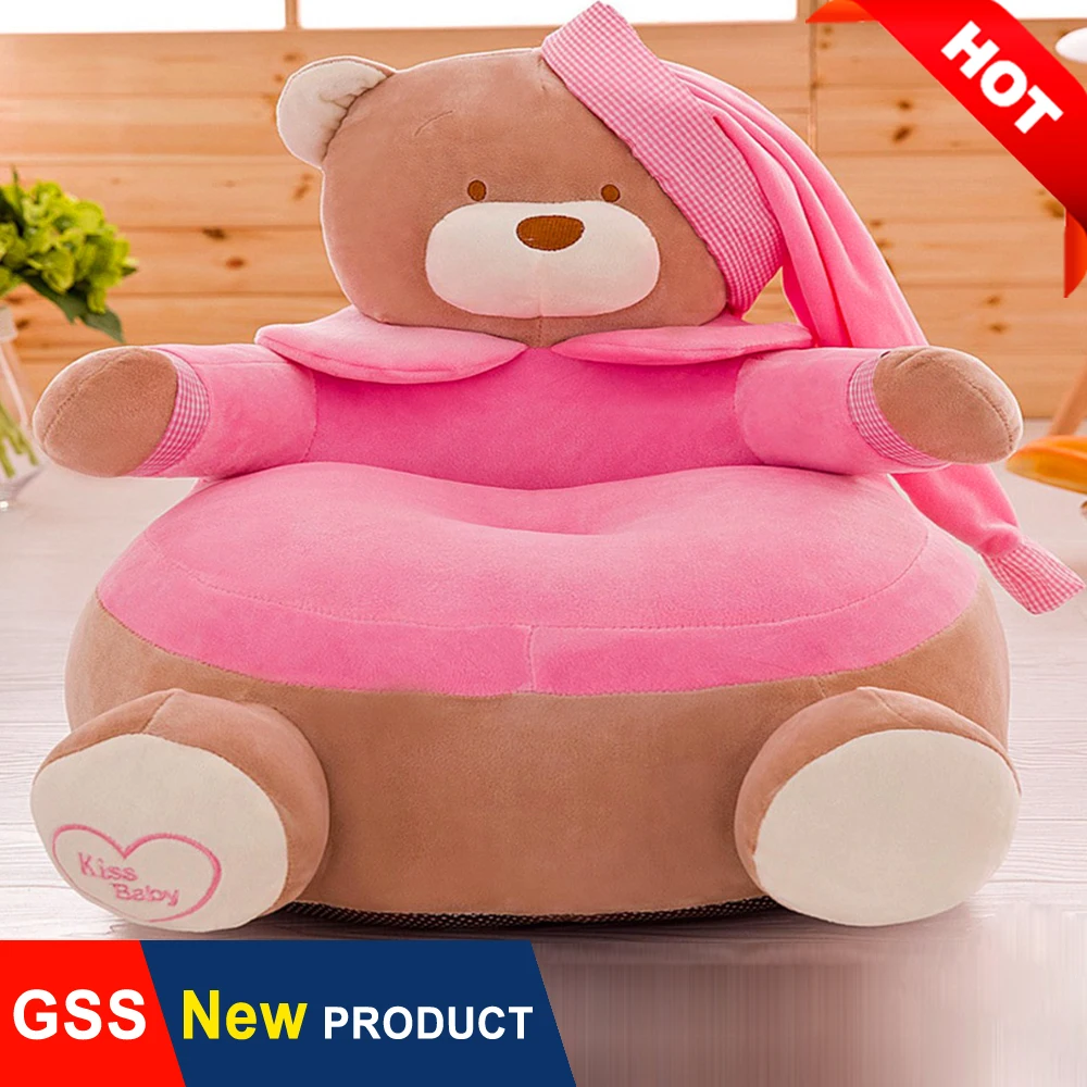 طفل أطفال لطيف الكرتون الدب كيس فول أريكة كرسي الغلاف لا حشو صبي فتاة الأطفال لينة المخملية نفخة الطابق مقعد أريكة قابل للغسل