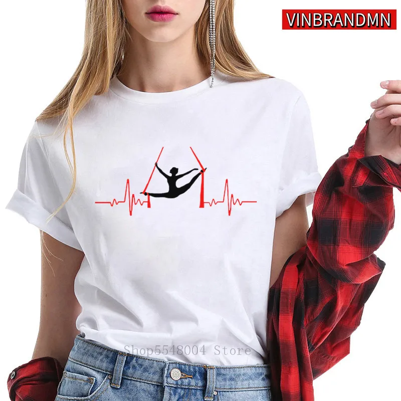 Aerial Silks In A Heartbeat T shirt Women Funny Adventure Tees Aerial Acrobatics T-Shirts female Fashion Dance Ballerina Tshirt