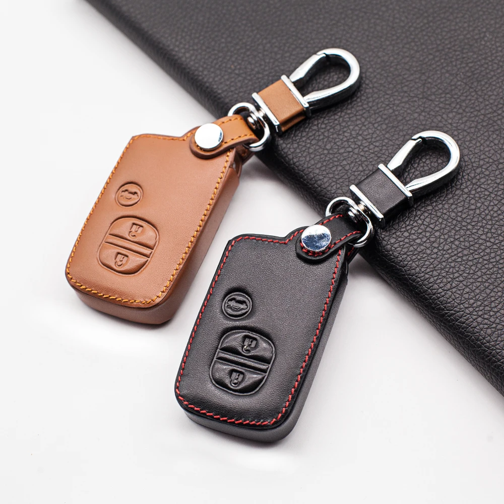 Carrying Leather Car Key Case Cover For Toyota Land Cruiser Prado 150 Camry Prius Crown For Subaru Foreste XV Keychain Holder