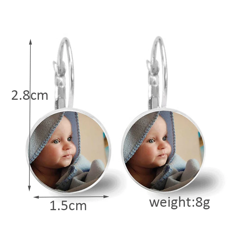 Pendientes personalizados con foto para mamá, papá, bebé, niños, abuelo, padres, regalo de foto diseñado para aniversario familiar