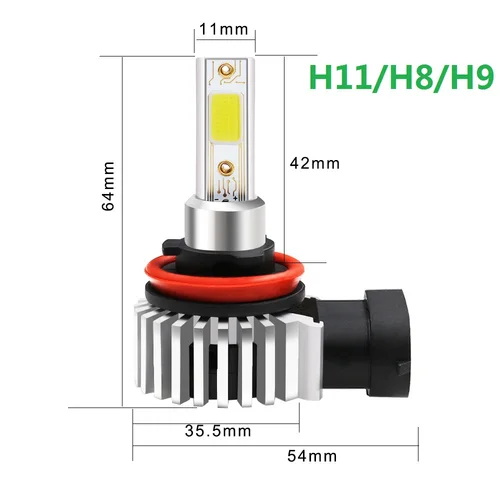 Imagen 2 del producto 2 uds 60W 12000LM bombillas de faros LED para coche H11 9006 HB4 9005 HB3 H4 H7 H8 H9 H1 Mini Kit de faros para bombilla de luz antiniebla
