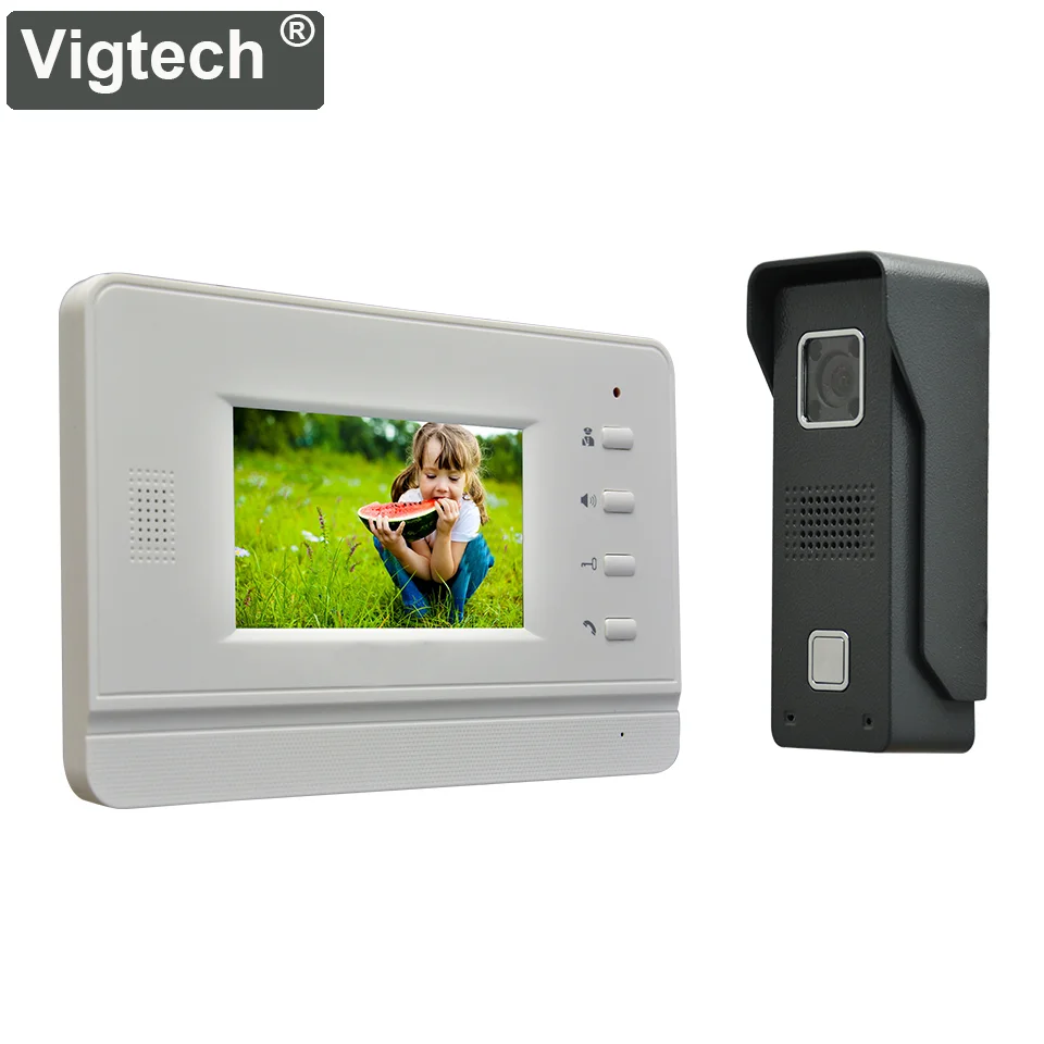 

Vigtech Home Wired Cheap 4.3' Inch LCD Color Video Door Phone DoorBell Two-Way Intercom System Kit Wired IR Night Vision Camera