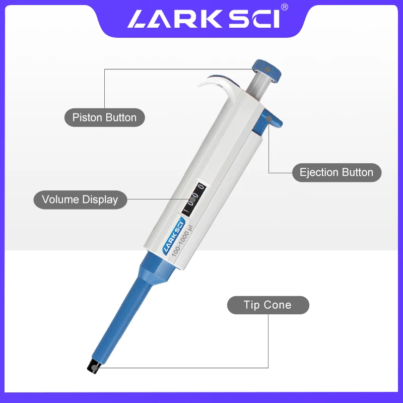 Larksci Thiết Bị Phòng Thí Nghiệm Pipet Đơn Kênh Pipet Có Thể Điều Chỉnh Micropipette Cho Pipettor Đầu