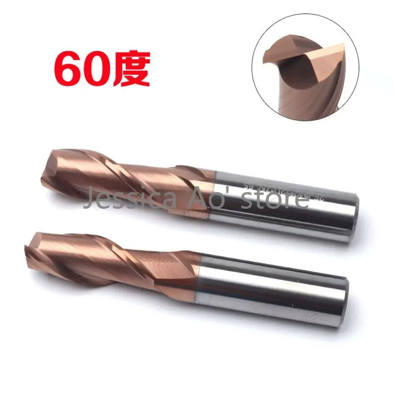 HRC60 2 Blades Keyway Milling Cutter CNC Machine Knife Slotting End Mill Tungsten Steel Alloy Router Wood Cutter Keyseat