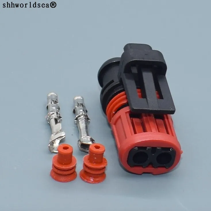 

shhworldsea 2pin Auto Connector Wire Harness Electrical Waterproof Connector 2Ways Female 1337245-3