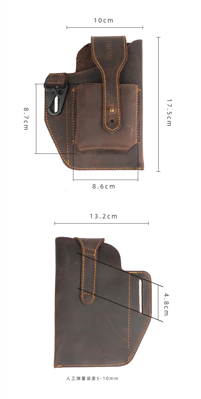 Genuine Leather Fanny Waist Bag Men Belt Bum Leg Hip Packs for Men 6-7.5inch Cell Phone Cigarette Lighter Box Case Outdoor Pouch