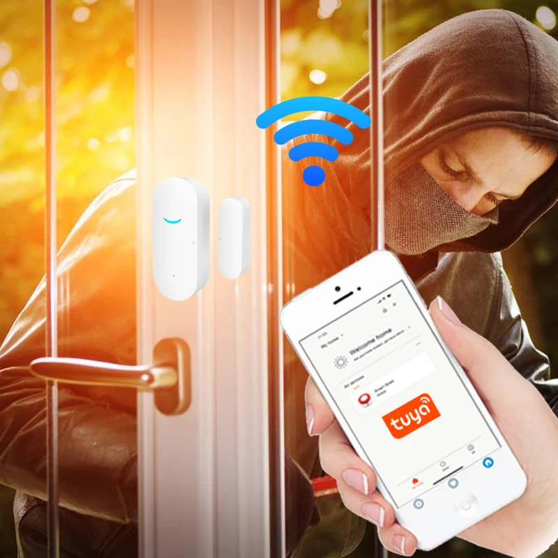 Smart Home WiFi Door Sensor Tuya Window Door Open / Close Detector Compatible With Google Home/Alexa/Smart Life APP