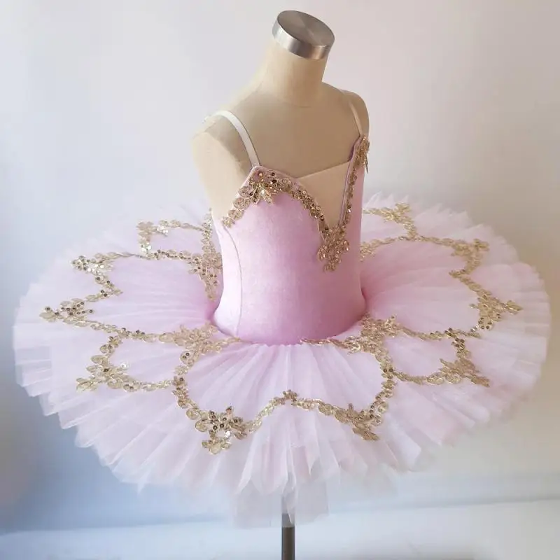 Vestido de Ballet rosa para niñas, tutú para niños, disfraces de baile de Ballet, vestido de bailarina profesional para escenario de Navidad,