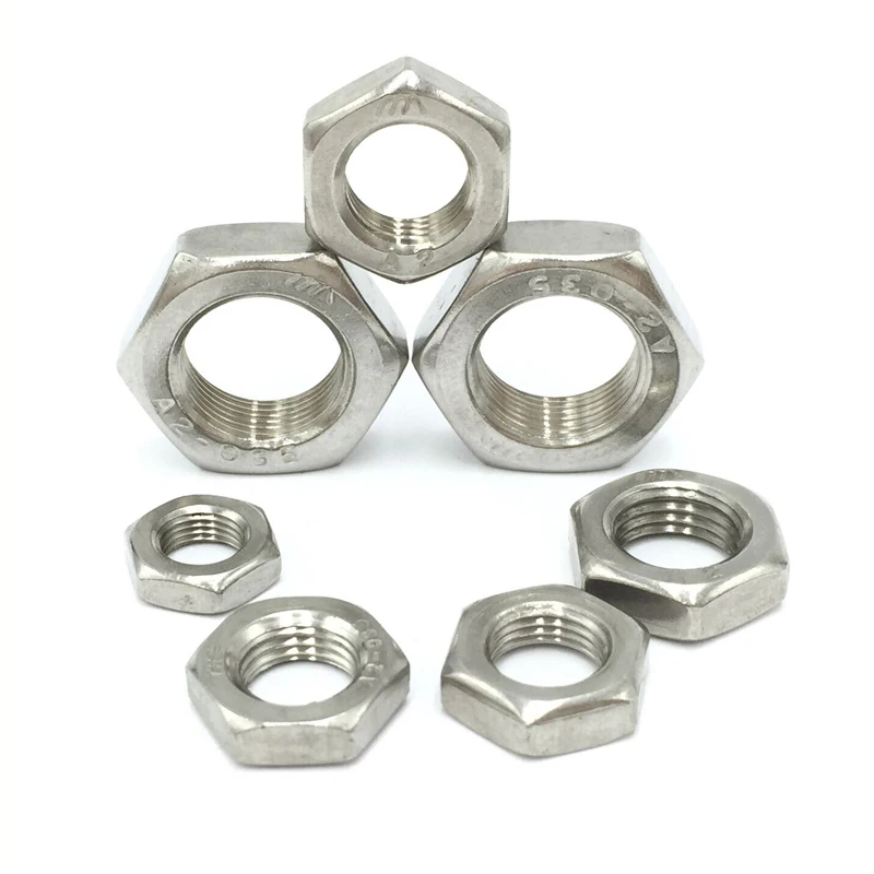 2/25pcs M2.5 M3 M4 M5 M6 M8 M10 M12 M14 M16 304 A2-70 Stainless Steel Flat Hex Hexagon Thin Nut Jam Nut DIN439 GB6172