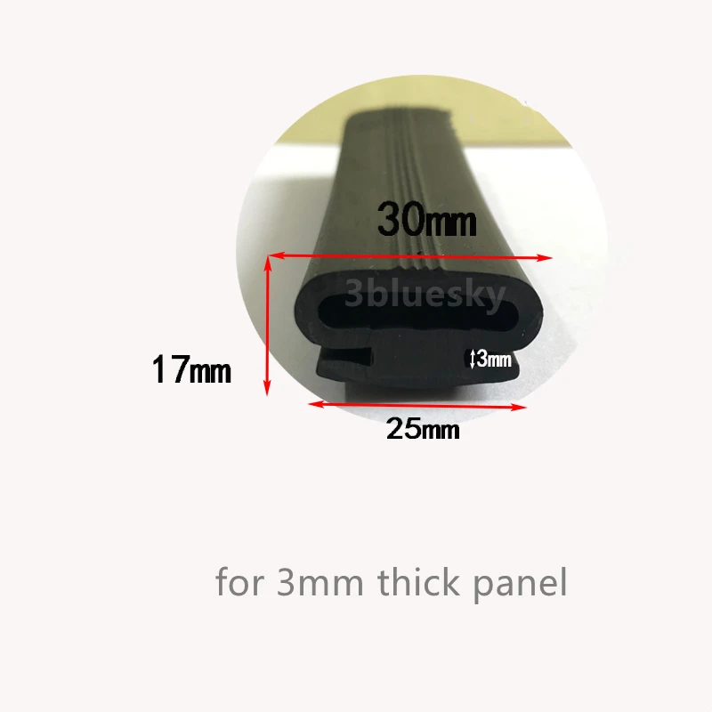 

H-Shape Rubber Seals Strip for 3mm Thick Glass & Metal Panel Board, Draft Stopper, Edge Protection, Insulation Gasket, Black