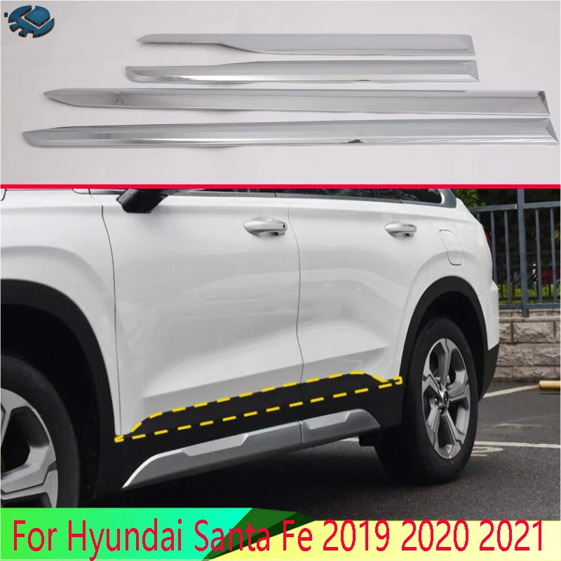 For Hyundai Santa Fe 2019 2020 2021 ABS Chrome Side Door Body Molding Moulding Trim