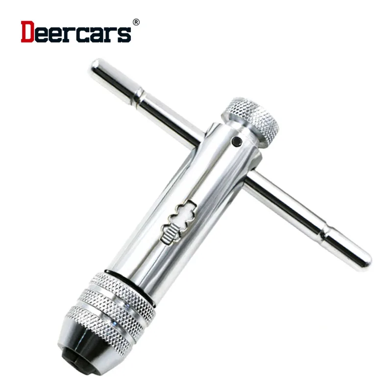 

Adjustable Ratchet Screw Tap Wrench M5-M12 Short Handle Threaded Rod T Type Holder Tool