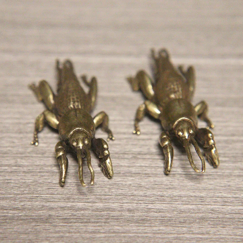 Insect Mole Cricket Figurines Miniatures Tea Pet Desktop Ornament Vintage Brass Animal Statue Home Decoration Accessories Crafts