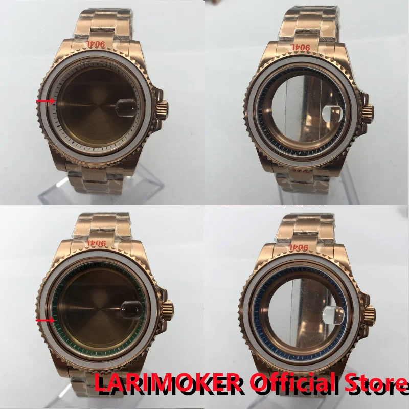 

LARIMOKER 40mm Rose Gold Rotating Bezel Case Bracelet Sapphire Glass Fit NH35 NH36 ETA2824 PT5000 Seagull ST2130 Movement