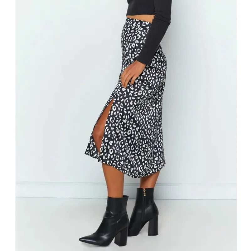 Saia feminina folgada para o verão, saia midi sexy com cintura alta e estampa floral
