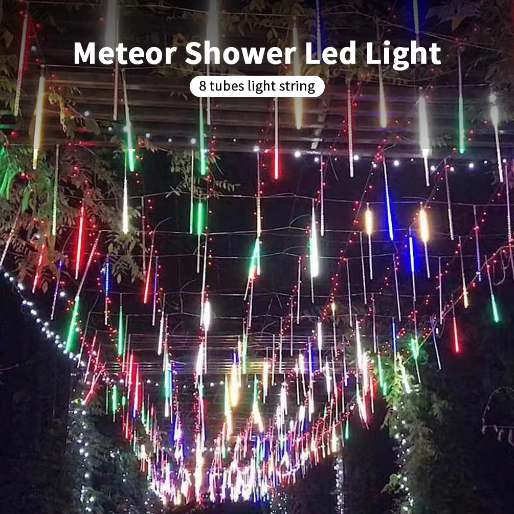 

30/50cm Meteor Shower Led Light String 8 Tubes Meteor Lights Christmas Tree Decorations Outdoor Fairy Lamp Garden Light New 2021